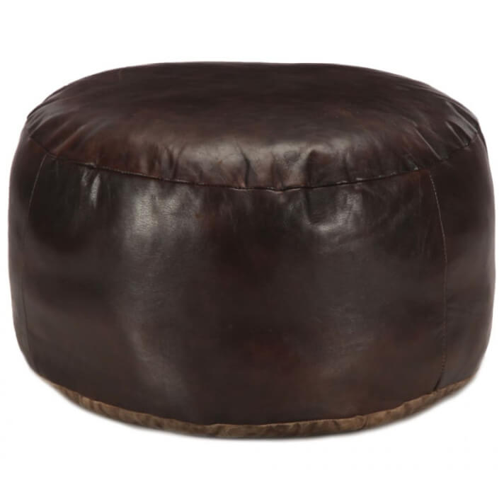 Pufmarrón oscuro 60x30cm cuero auténtico de cabra Vida XL