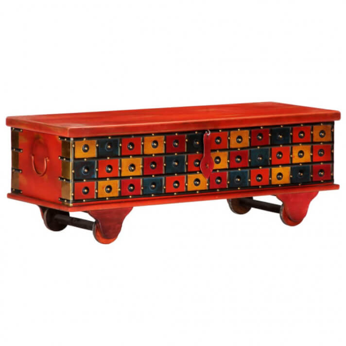 Caja de almacenaje de madera maciza de acacia 110x40x40cm rojo Vida XL
