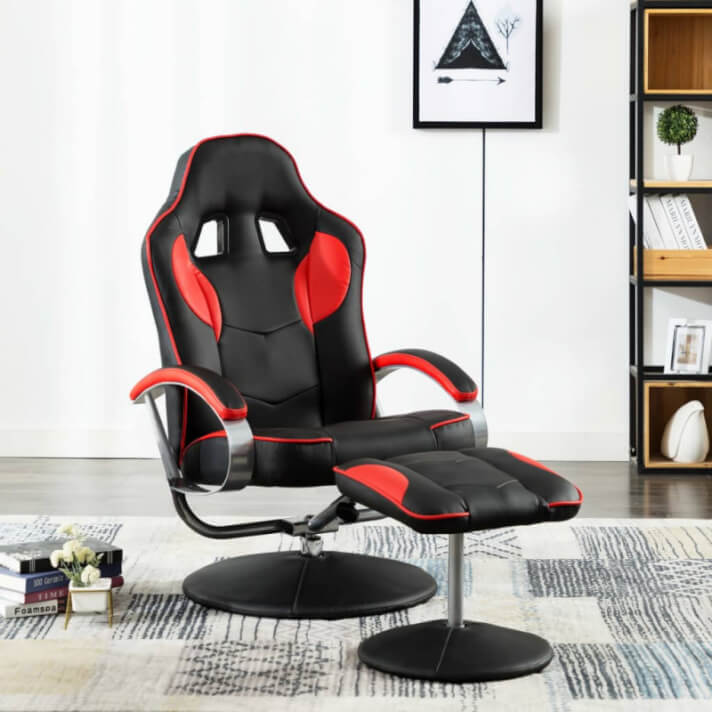 Silla de oficina reclinable con reposapi&eacute;s cuero sint&eacute;tico rojo Vida XL