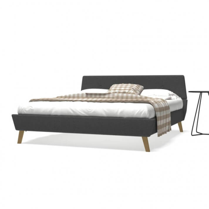 Cama con colch&oacute;n tela gris oscuro 160x200cm Vida XL