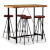 Set muebles de bar 5 pzas madera maciza reciclada cuero genuino Vida XL
