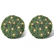 Hoja Artificial Bola de poda 35cm Con cuerda de LED solar 2 piezas Vida XL