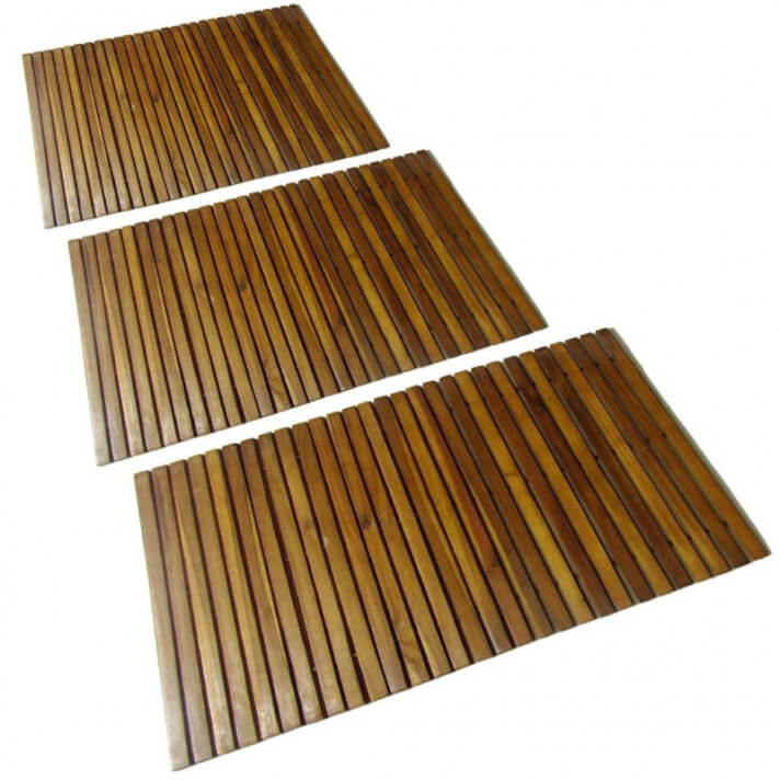 Set 3 alfombras de acacia para el ba&ntilde;o, 80 x 50cm Vida XL