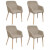 Sillas de comedor 4 unidades tela beige y madera maciza roble Vida XL