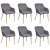 Sillas de comedor 6 uds tela gris claro y madera maciza roble Vida XL