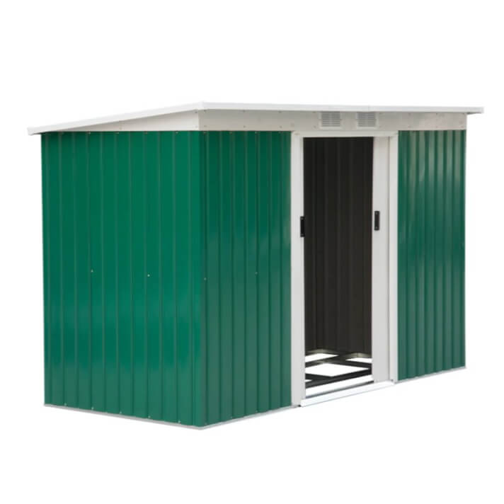 Caseta met&aacute;lica verde 277x130x173cm Outsunny