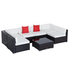 Conjunto de 7 piezas de sofás y mesa oscuro Outsunny