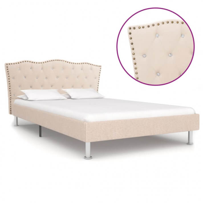 Estructura de cama de tela beige 120x200 cm Vida XL