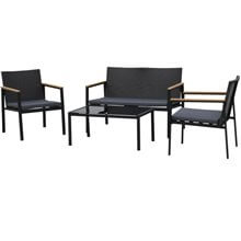 Conjunto de sillones y mesa 4 piezas gris y negro Outsunny