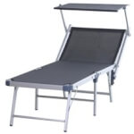 Tumbona plegable con toldo gris Outsunny
