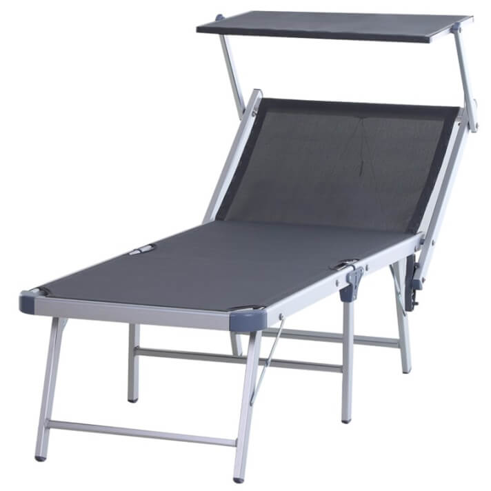 Tumbona plegable con toldo gris Outsunny