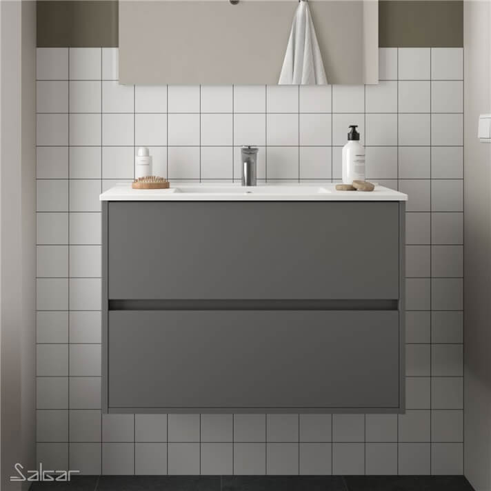 Mueble 91cm Gris Mate de 2 cajones SALGAR NOJA