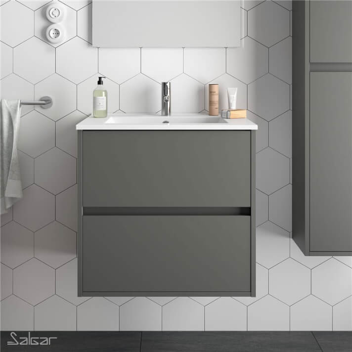 Mueble 71cm Gris Mate de 2 cajones SALGAR NOJA