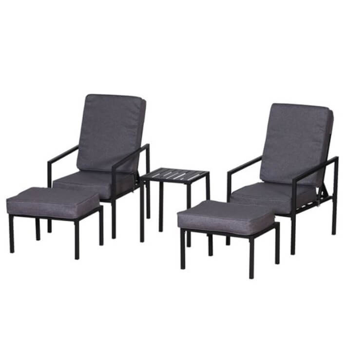 Conjunto de sillas mesa y reposapi&eacute;s de 5 piezas Outsunny
