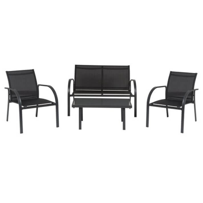 Conjunto de sillones y mesa 4 piezas negro Outsunny