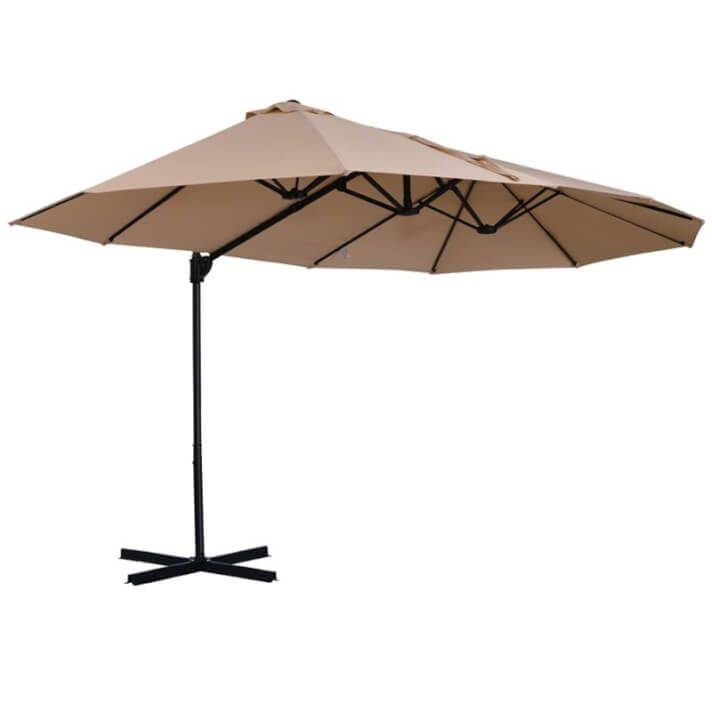 Sombrilla doble con manivela beige Outsunny