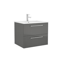 Mueble 61cm Gris Brillo 2 cajones FUSSION CHROME SALGAR
