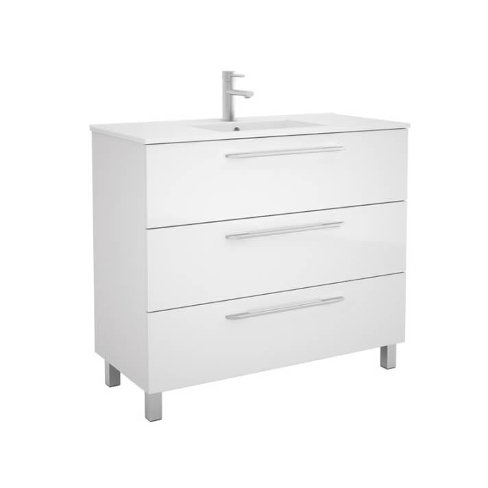 Mueble 101cm Blanco Brillo 3 cajones FUSSION CHROME SALGAR