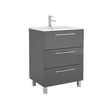 Mueble 61cm Gris Brillo 3 cajones FUSSION CHROME SALGAR