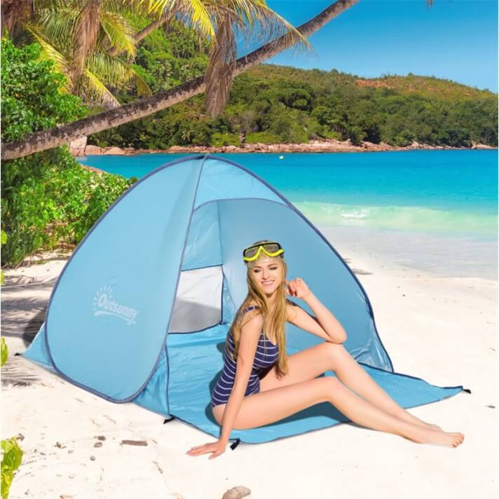 Tienda de campa&ntilde;a de playa AZUL Outsunny