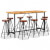 vidaXL Set muebles de bar 9 pzas madera maciza acacia cuero real lona