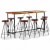 vidaXL Set muebles de bar 9 piezas madera reciclada y cuero auténtico 