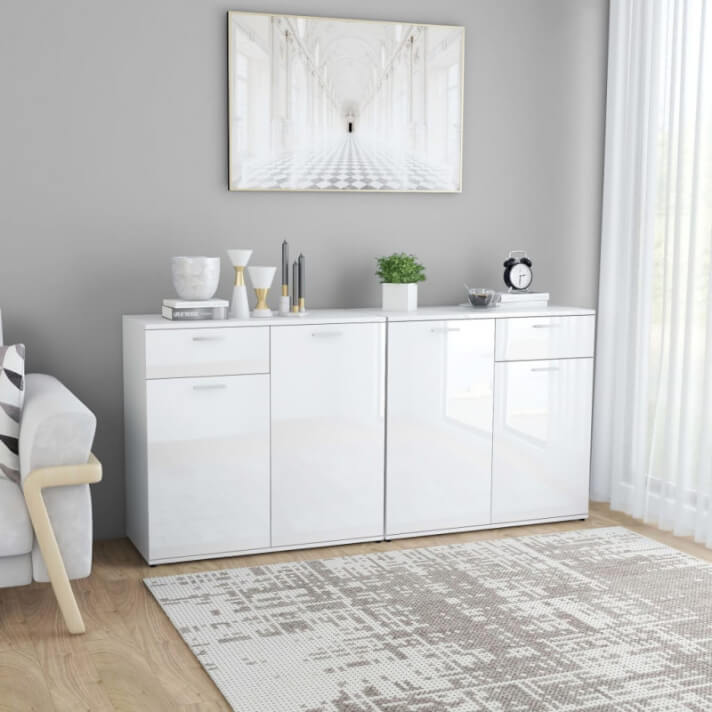 vidaXL Aparador de aglomerado blanco brillante 160x36x75 cm