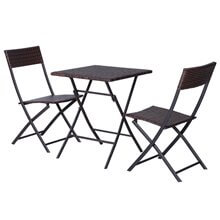 Conjunto de 2 sillas y mesa Ratán marrón Outsunny