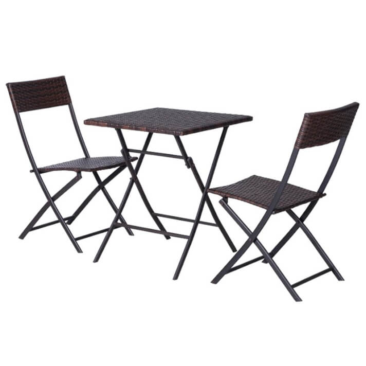 Conjunto de 2 sillas y mesa Ratán marrón Outsunny