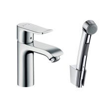 Grifo de lavabo monomando Metris 160 con teleducha de bidé y flexo Hansgrohe