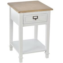 Mesita de noche retro en color blanco y madera natural Homcom 