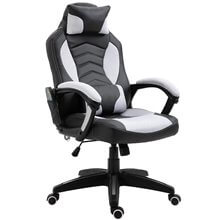 Silla de oficina con masaje y calefacción en color blanco y negro Homcom