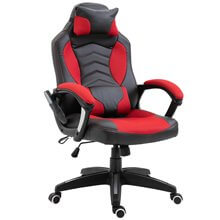Silla de oficina con masaje y calefacción en color rojo y negro Homcom