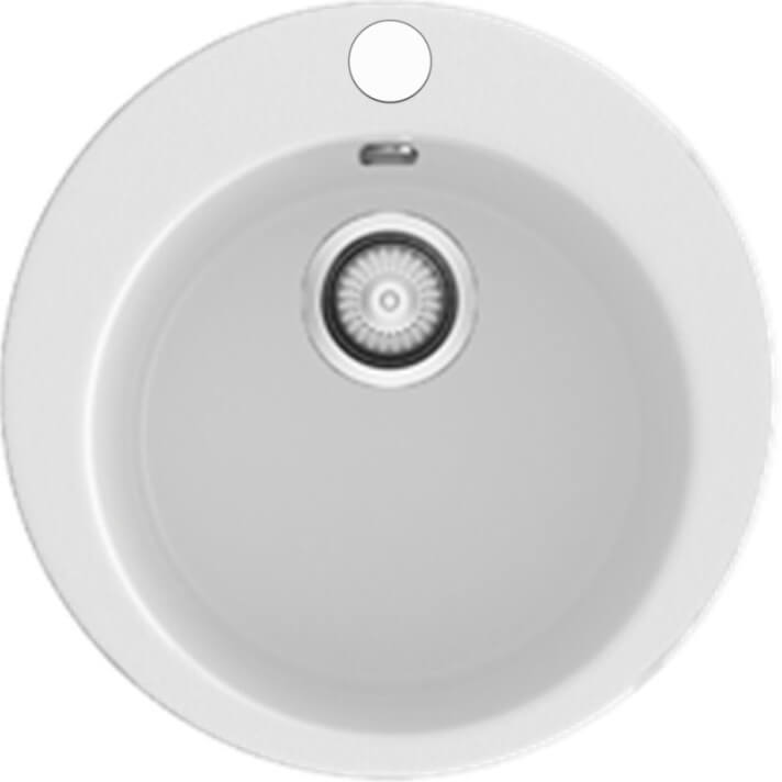 Fregadero circular de 1 cuba Blanco 48 x 48cm Zafiro Basic Poalgi