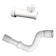 Conjunto de sifón seco y conector extensible blanco mate Everton Solfless