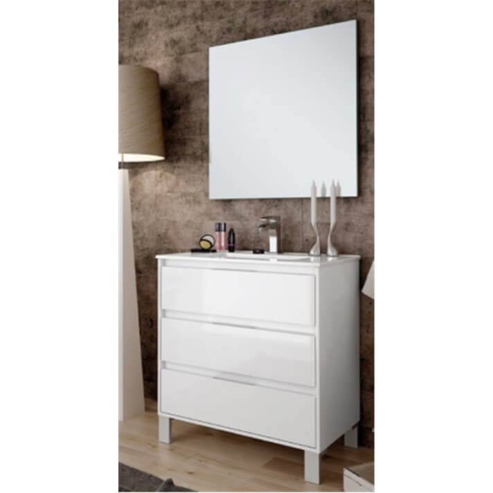 Mueble con lavabo 80 cm Blanco Lacado Bolton Ba&ntilde;oStar