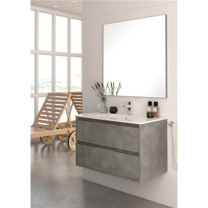 Mueble con lavabo suspendido 60 cm Cemento Bolton Ba&ntilde;oStar