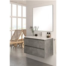 Mueble con lavabo suspendido 80 cm Cemento Bolton BañoStar
