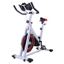 Bicicleta estática de spinning de color blanco Homcom