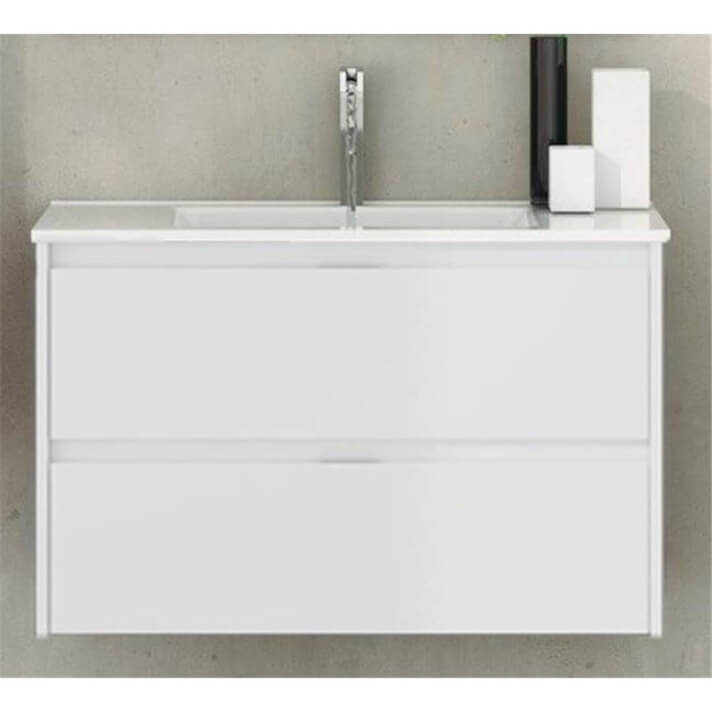 Mueble con lavabo de fondo reducido 80 Blanco brillo Ibiza TEGLER