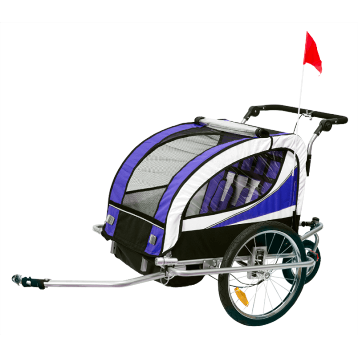 Remolque para ni&ntilde;os de bicicleta de 2 plazas violeta Homcom
