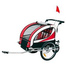 Remolque para niños de bicicleta de 2 plazas rojo Homcom