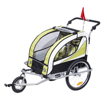 Remolque para niños de bicicleta de 2 plazas verde Homcom