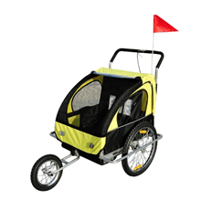 Remolque para niños 2 plazas multiuso amarillo Homcom