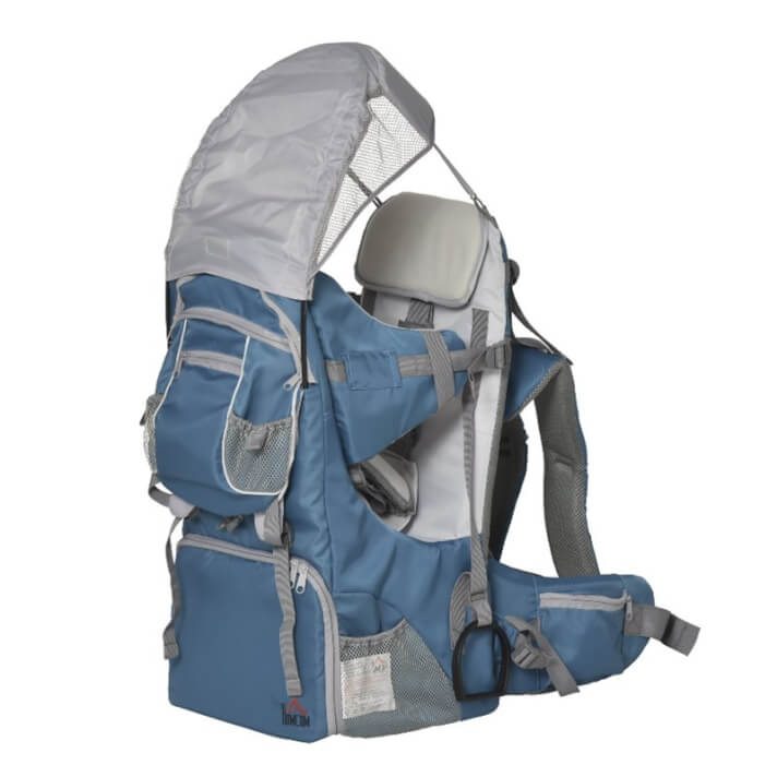 Mochila portabeb&eacute;s con protector de lluvia Gris y Azul Homcom