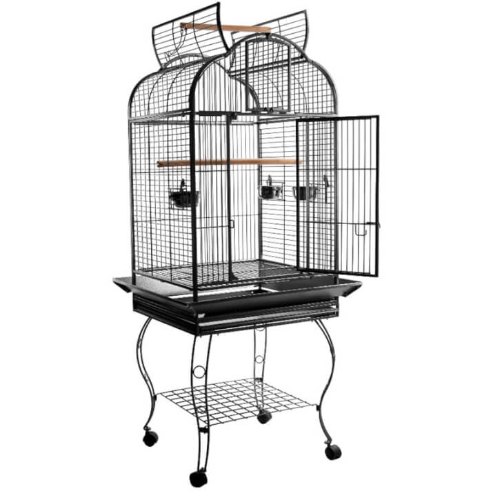 Jaula para p&aacute;jaros con dos puertas y ruedas Pawhut
