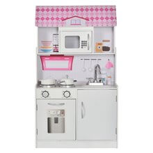 Cocinita de juguete 2 en 1 multifuncional blanco y rosa Homcom