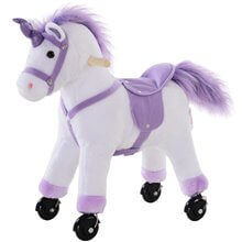 Unicornio mecánico para cabalgar de color blanco y violeta Homcom