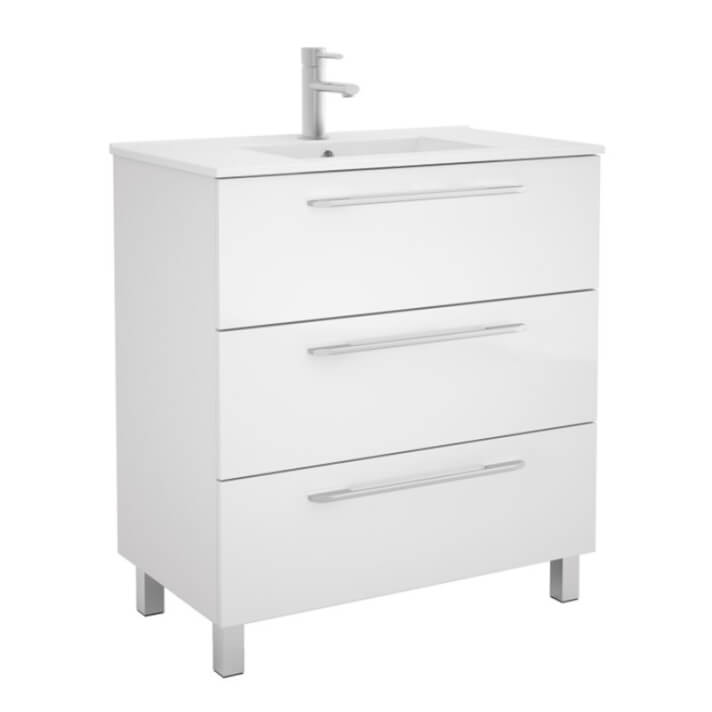 Mueble 81cm Blanco Brillo 3 cajones FUSSION CHROME SALGAR