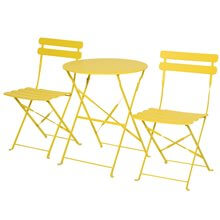 Conjunto de mesa y 2 sillas de metal de color amarillo Outsunny